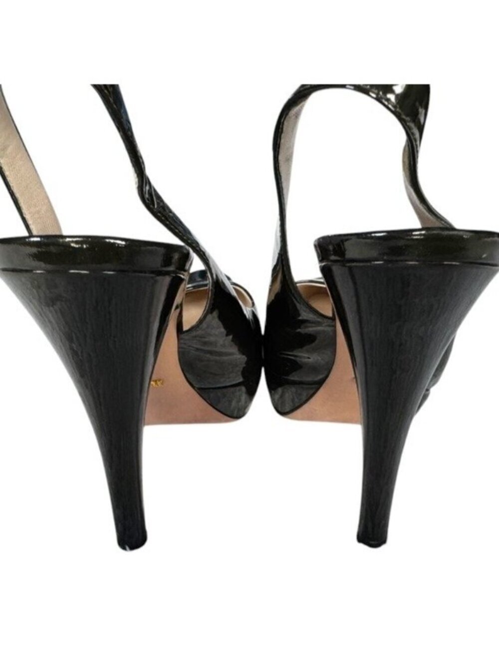 Prada Womens Sz 38.5 Olive Green Patent Leather Platform Slingback  Heels Sz 8 - Picture 5 of 11